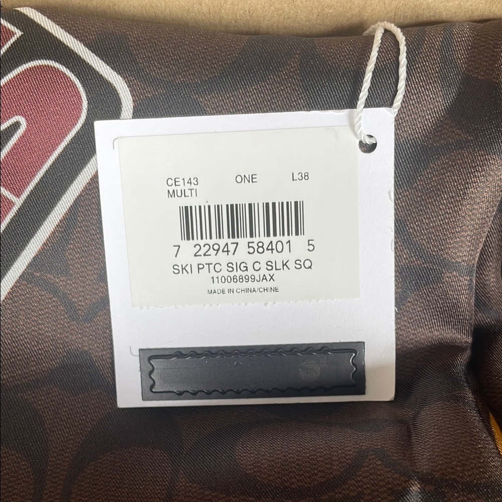 Coach Brown and Pink Signature Ski Patch Silk Scarf - Picture 8 of 8